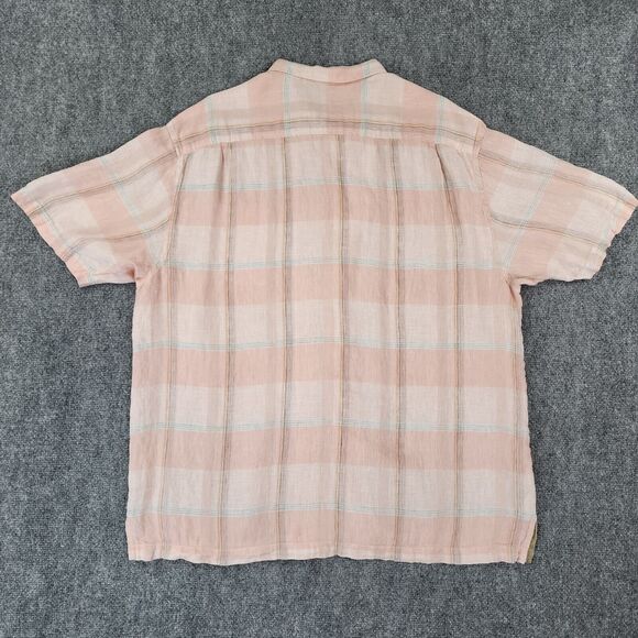 Tommy Bahama Shirt Mens XL Plaid Linen Camp Loop Collar Coconut Buttons Sur Mer - Picture 3 of 16